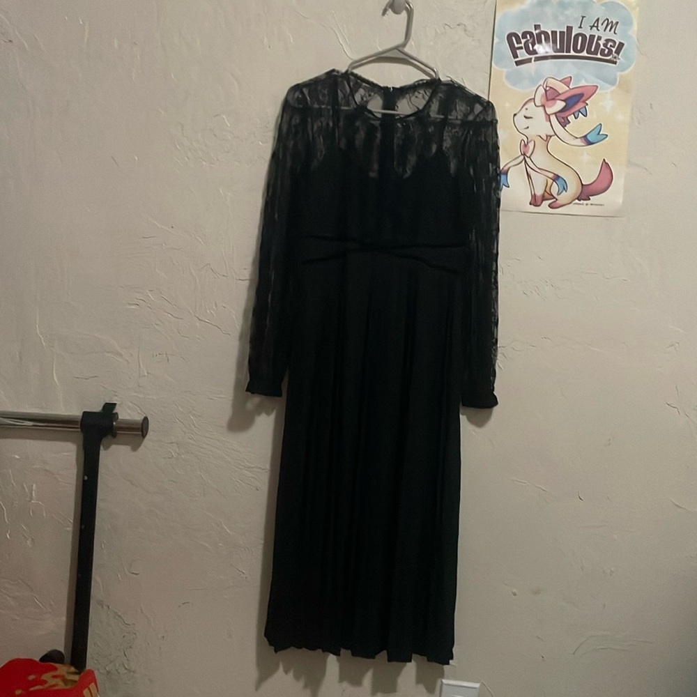 ZARA Black Lace Midi Dress